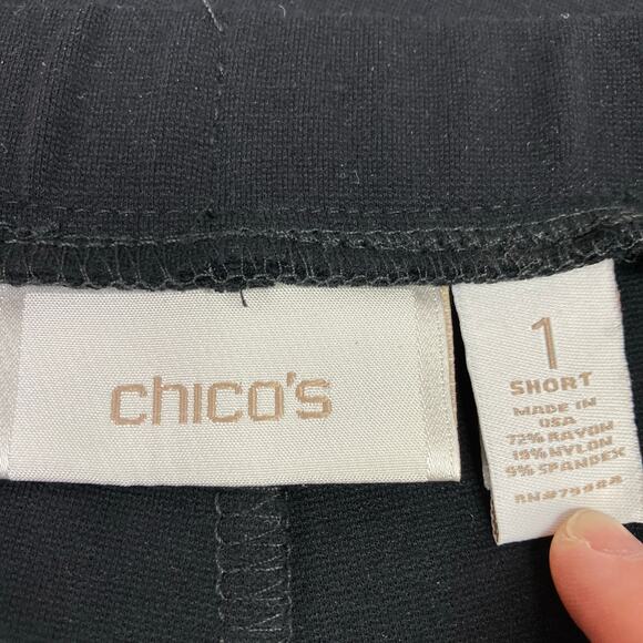 Chico's | Black Straight Leg Casual Pants Rayon Blend Chicos 1 Short/ US M SHORT - Picture 3 of 5